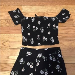 Black crop top and shorts two piece set